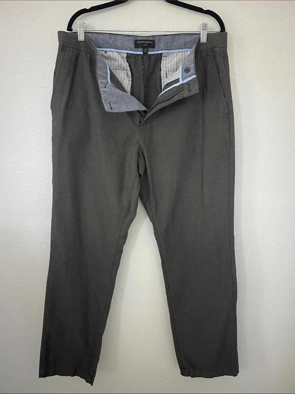 Banana Republic Aiden Fit Men’s 36x32 Charcoal Herringbone Cotton Pants